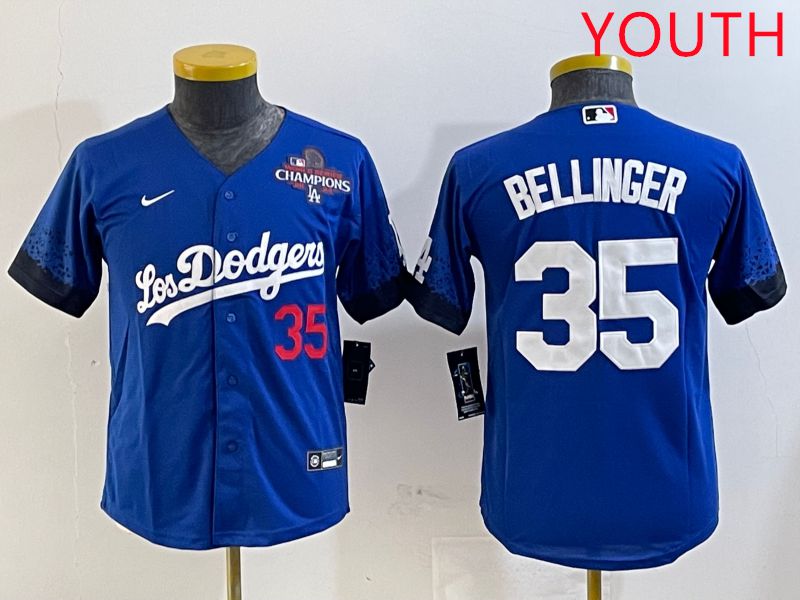 Youth Los Angeles Dodgers #35 Bellinger Blue City Edition 2025 Nike MLB Jersey style 3